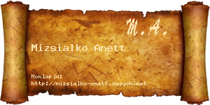 Mizsialko Anett névjegykártya